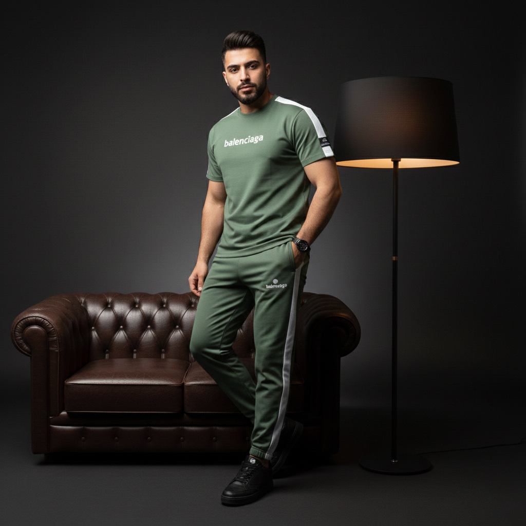 ست تیشرت و شلوار مردانه بنگال کش Balenciaga-سبز