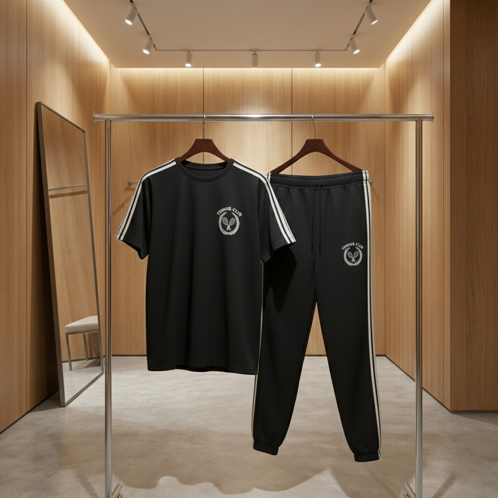 ست تیشرت و شلوار مردانه مدل Tennis Club-مشکی