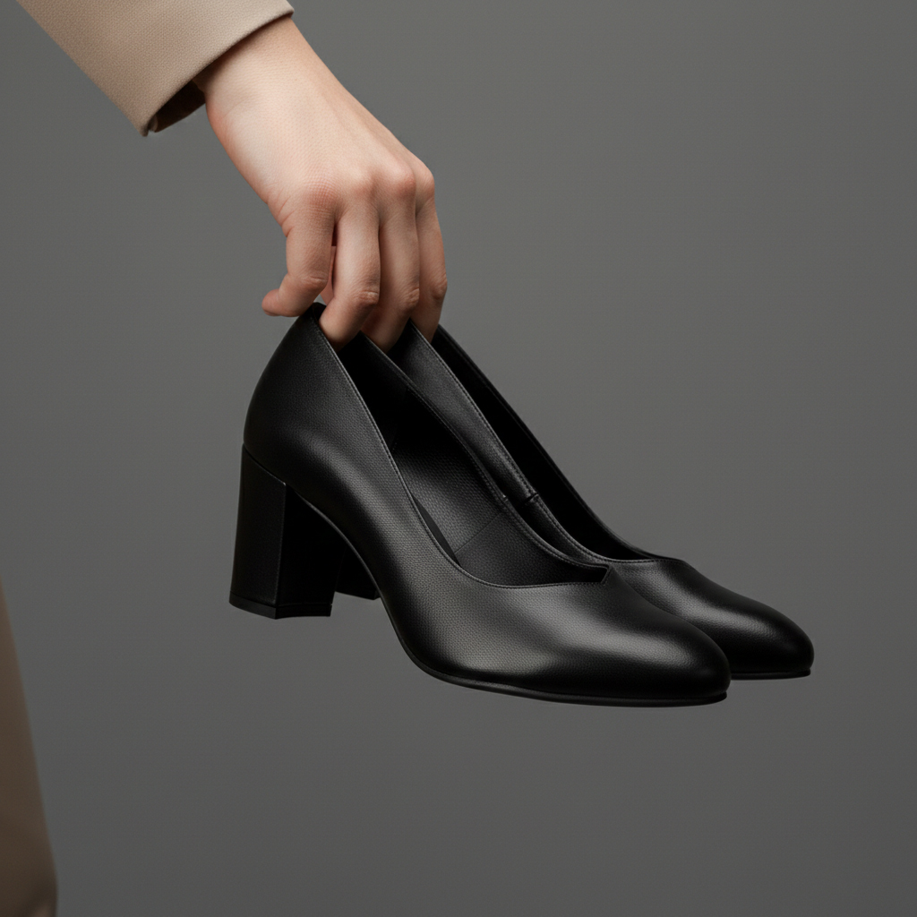 کفش مجلسی زنانه پاشنه 7 سانتی مدل روژان-مشکی