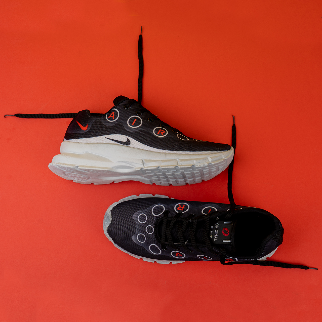 کفش ورزشی مشکی طوسی نایک دایره ای مردانه مدل AIR