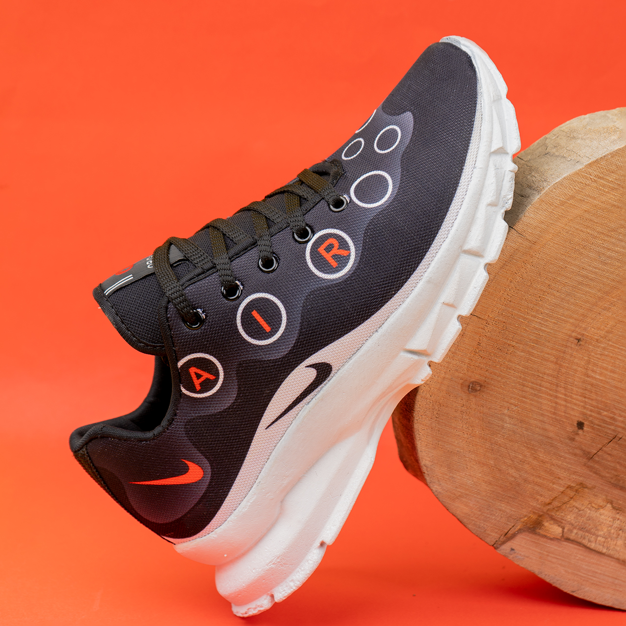 کفش ورزشی مشکی طوسی نایک دایره ای مردانه مدل AIR