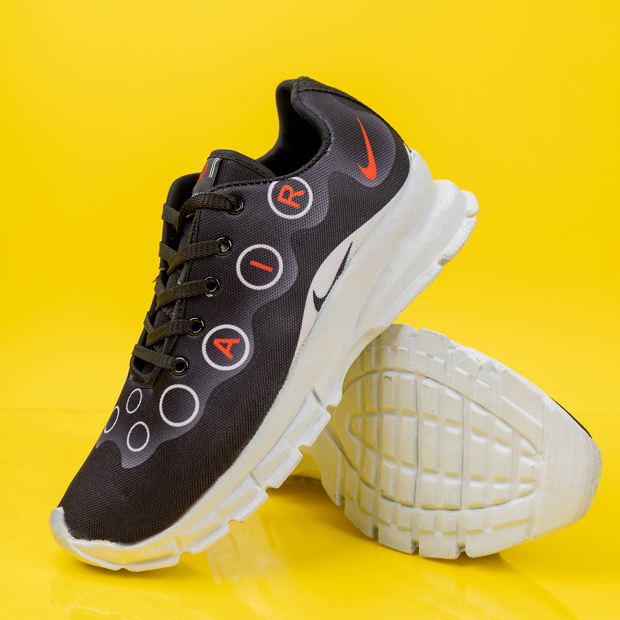 کفش ورزشی مشکی طوسی نایک دایره ای مردانه مدل AIR