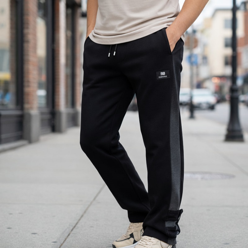 شلوار بنگال مردانه نوار پهن پایین دکمه مدل Mehrad-مشکی